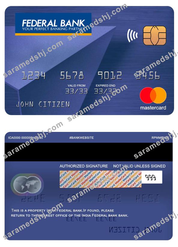 India Federal bank mastercard